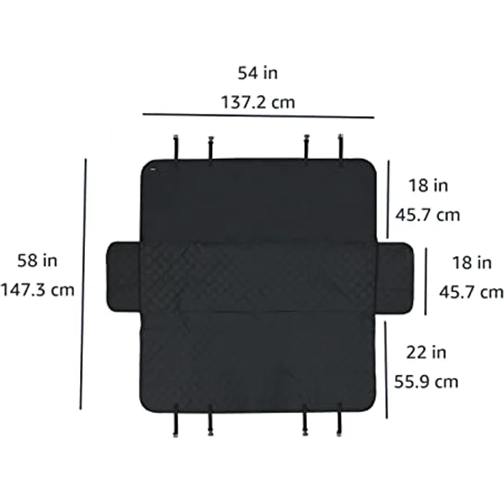 Amazon Basics Gesteppte, wasserfeste Hängematte, Lieferwagen Autorücksitzbezug im Hängematten-Stil für Hund, Standardgröße, Schwarz, 147.3 x 137.2 cm – Bild 5
