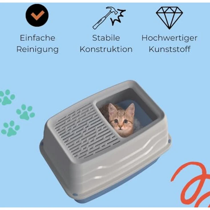 GarPet Katzentoilette 2x Hop In Katzenklo oben einstieg Katzentoilette Top Entry Doppelpack, Hellblau/Weiß kombiniert – Bild 5