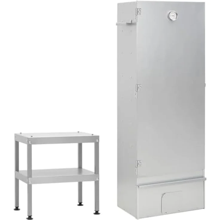 vidaXL Räucherofen mit Tisch, verstellbare Beine, Smoker aus verzinktem Stahl, mit Thermometer und viel Platz zum Räuchern – Bild 1