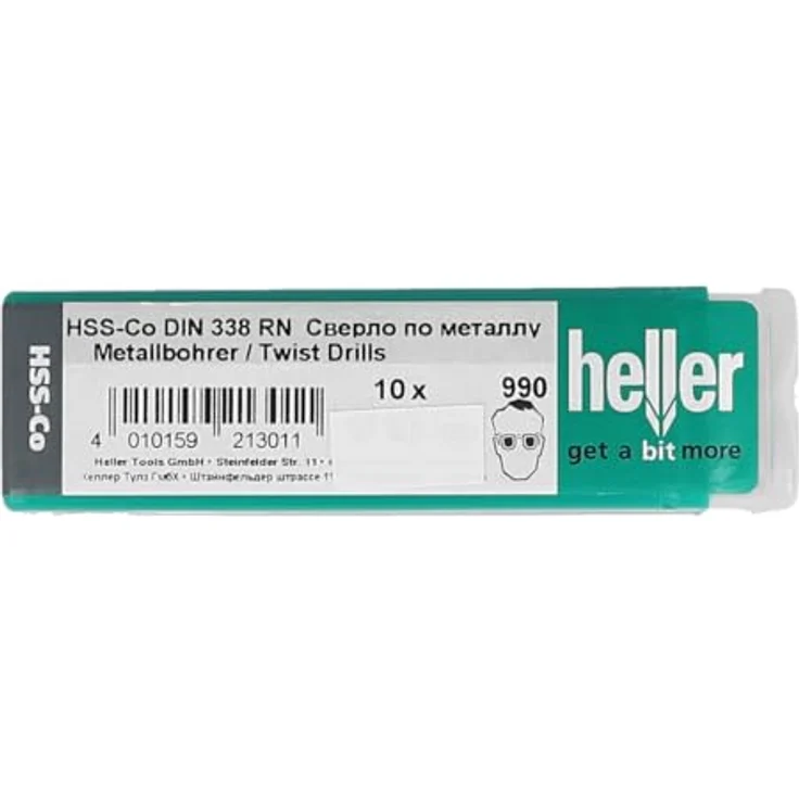 Heller 21291 5 HSS Metall-Spiralbohrer, 5 mm Durchmesser, Gesamtlänge 86 mm, Cobalt, DIN 338, Zylinderschaft, 10 Stück – Bild 1