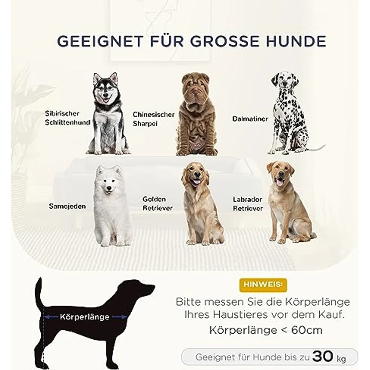 PawHut Hundesofa, Haustiersofa mit Kissen, Hundebett mit Erhöhtem Design, Katzensofa, Hundecouch, Hundesessel mit Holzbeine, Polyester, Dunkelblau, 96 x 66 x 24 cm – Bild 4