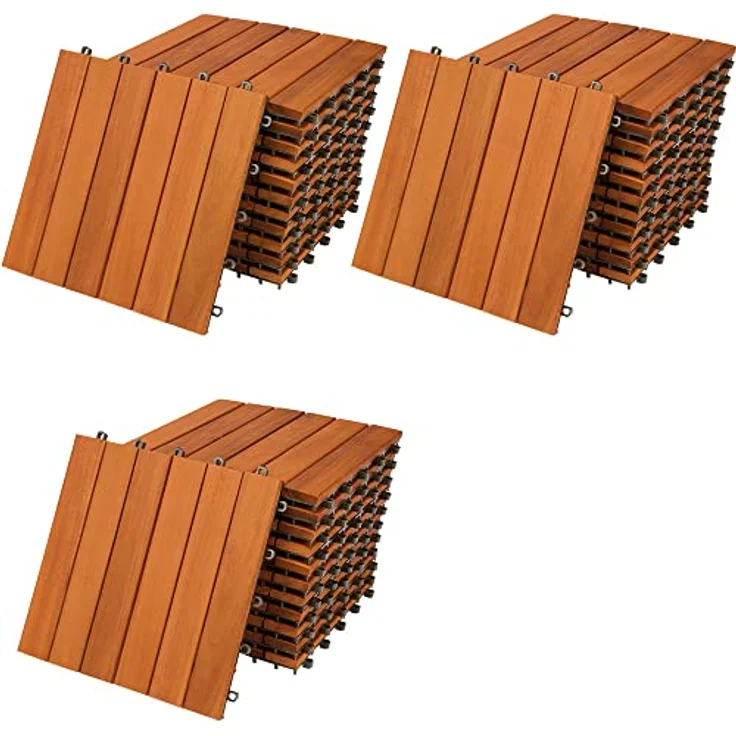 Holzfliese Terrassenfliesen 30x30cm Klickfliese Fliesen Akazie Balkon 33x Akazie – Bild 1