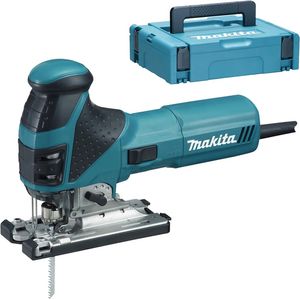 Bild für Makita Stichsäge 4351FCTJ (720 Watt, Schnitttiefe in Holz: 135mm, inkl. Absaugstutzen, Gleitschuh, LED, 6x Sägeblatt, im Makpac)