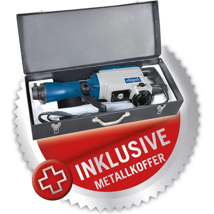 Scheppach Abbruchhammer AB1600 (1600 Watt, 50 Joule, inkl. Sechskant-Aufnahme Ø 30mm Spitz- und Flachmeißel und Metallkoffer) – Bild 3