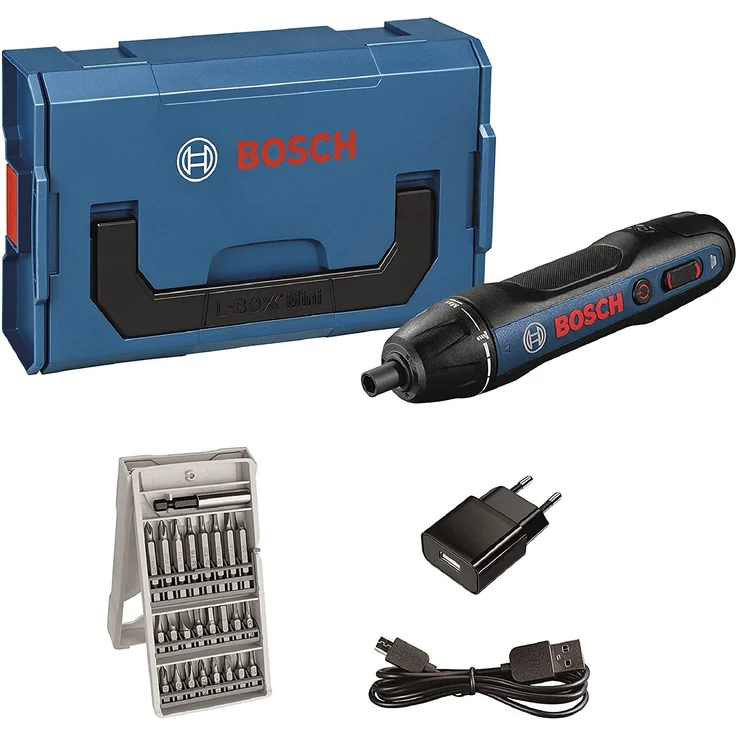 Bosch Professional GO Mini-Akkuschrauber 5Nm 1,5 Ah Akkukapazität, 3,6 V Akku integriert inkl. 25-tlg. Bit-Set, USB-Ladekabel, L-BOXX Mini – Bild 2