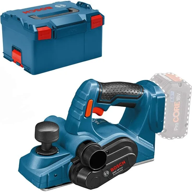 Bosch Professional GHO 18V-LI Akkuhobel inkl. L-Boxx, ohne Akku, ohne Ladegerät, 14.000 U-min Leerlaufdrehzahl, 18V Professional Akku-System