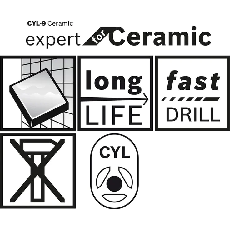 Bosch Professional Fliesenbohrer-Set CYL-9 Ceramic. 5-tlg. 4 - 10 mm (2608587169) – Bild 3