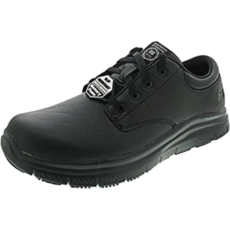 Skechers FLEX ADVANTAGE SR-FOURCHE, Berufsschuh Schnürschuh für Gastronomie und Pflege, gepolsterte Innensohle, schwarz, Leder, rutschhemmend, Memory-Schaum, Relaxed Fit – Bild 5