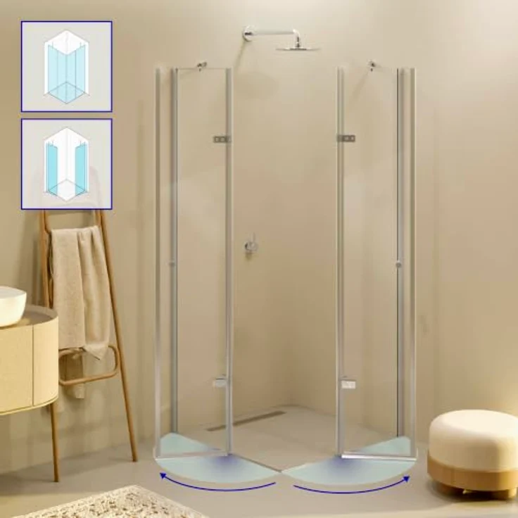 i-flair Eck-Duschkabine DK19, 75x85x180 cm, 6 mm Sicherheitsglas mit Nanobeschichtung und verchromten Türgriffen – Bild 2