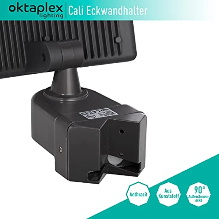 Oktaplex lighting Eckwandhalter anthrazit | geeignet für Außenecke Cali/Cali Motion und Cali Dos/Cali Dos Motion Eckmontage – Bild 2