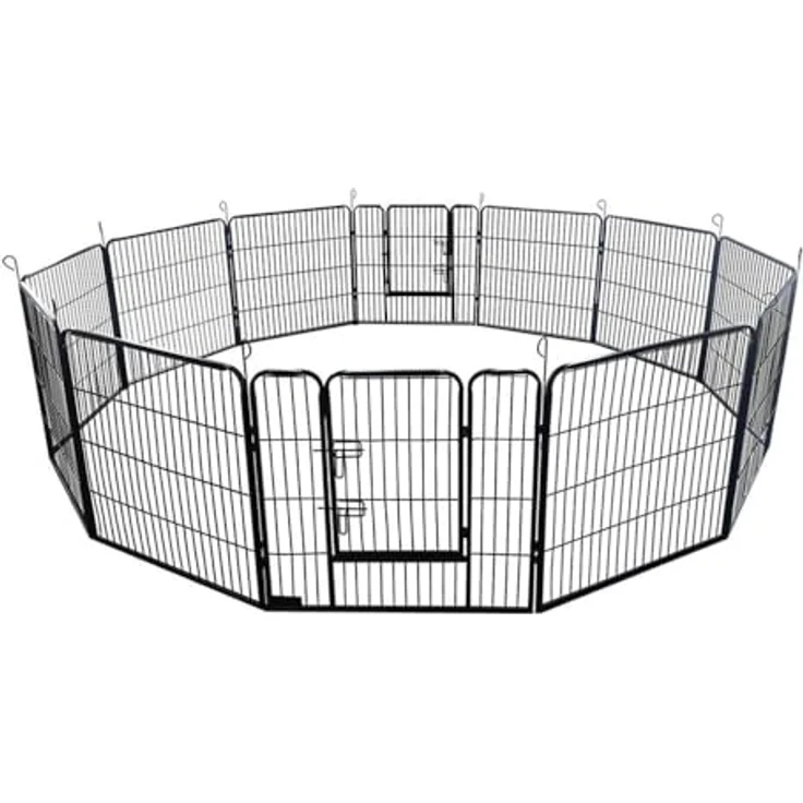 Home Deluxe Welpenauslauf BARKI, 80 x 80 cm, 12-teilig, schwarz, inkl. Türverriegelung und abgerundete Ecken, wetterfestes Design für drinnen und draußen – Bild 4
