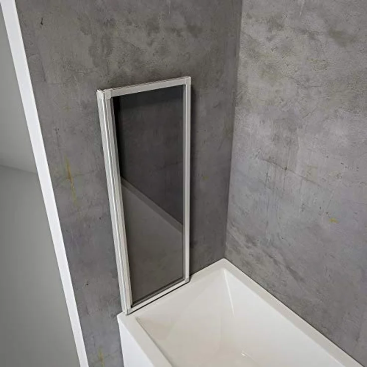Schulte Duschwand für Badewanne Smart, 2-teilig faltbar, 87 x 121 cm, 3 mm Sicherheitsglas klar, alunatur, Klebe-Montage ohne Bohren – Bild 2