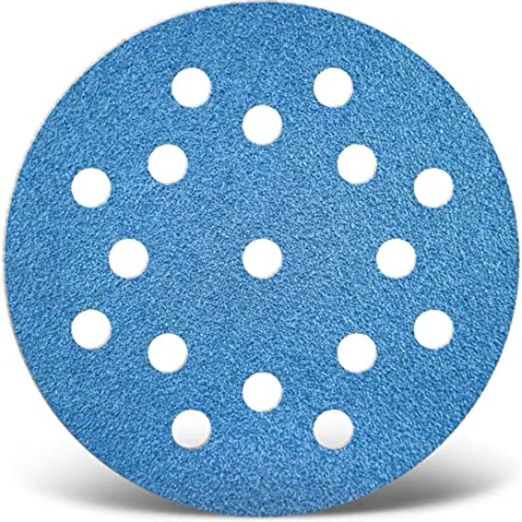 MENZER Blue Klett-Schleifscheiben, 125 mm, 17-Loch, für Exzenterschleifer, Zirkonkorund, 25 Stk., K100