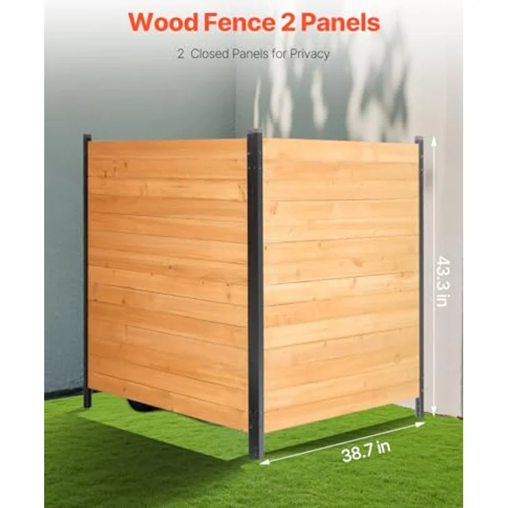 VEVOR Sichtschutzzaun Holz 1100 x 982 mm, 2-teilig, stabiler Sichtschutz für Klimaanlagen und Mülltonnen im Freien, einfach zu installieren, Gartendeko – Bild 2