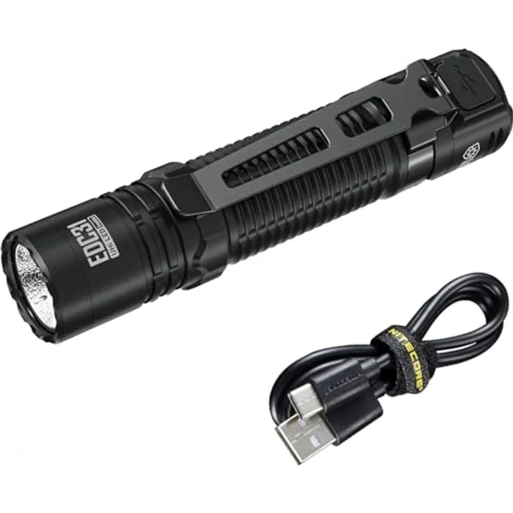 Nitecore EDC31, LED-Taschenlampe mit 3500 Lumen, USB-aufladbar, IP68-wasserdicht, Lumin Shield, Rapid Lock System, ATR Temperatursteuerung, schwarz – Bild 1