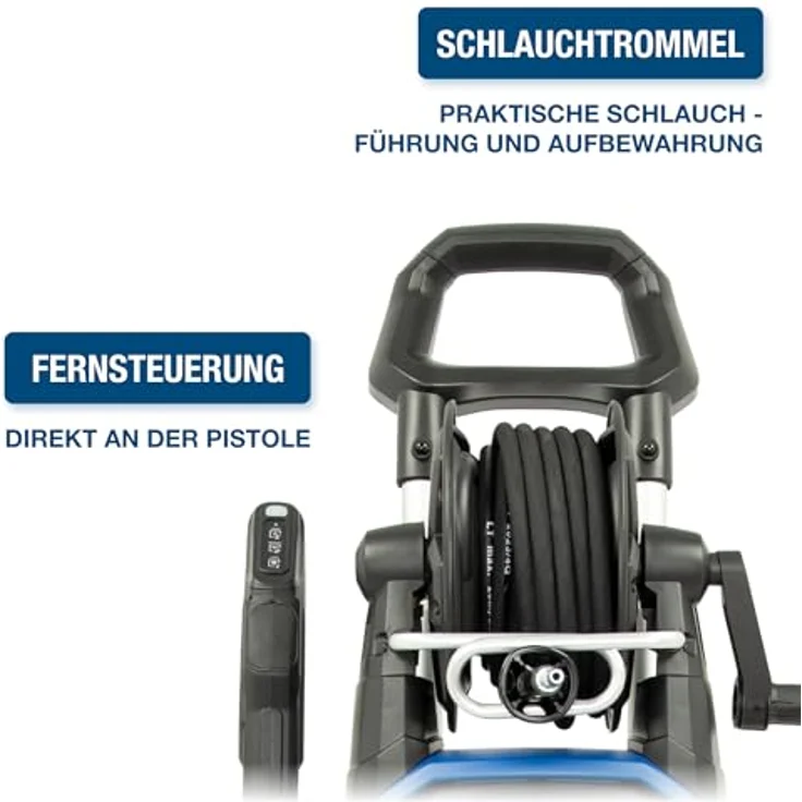 Hyundai Hochdruckreiniger HPW2400CRE, 2400W, max. 195 bar, EL.-Control, 10m Schlauch, rotierende Turbodüse, Seifenflasche – Bild 5