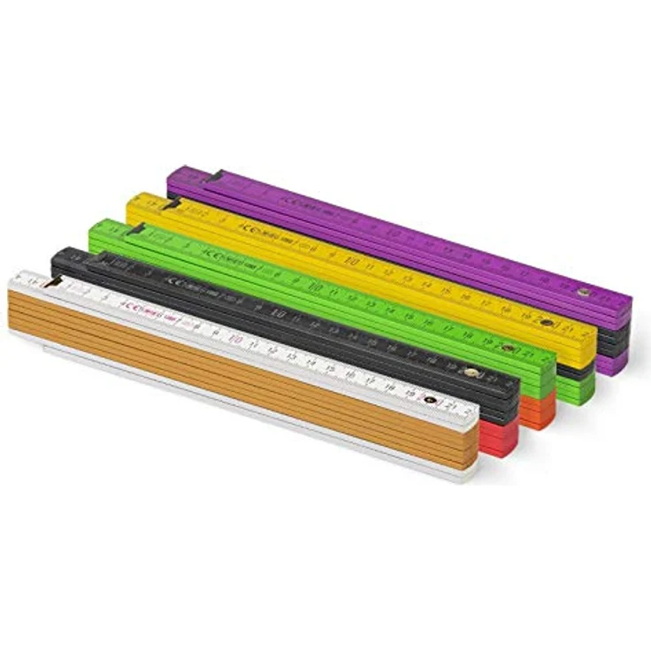 M Metrie BLOCK 52 Zollstock 2m mit Duplex-Teilung, EU-zertifiziert, aus Buchenholz, 5er Farbenmix, personalisierbar – Bild 1