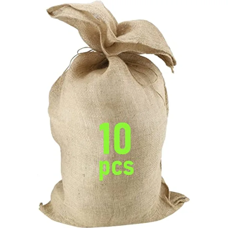 D.RECT Jutesack - 10 Stück | 10xMultifunktionaler Jutesack 85x50cm | Winterschutz für Topf- & Kübelpflanzen | Gartensack I Kartoffelsack I 100 % Jute - Strapazierfähig I Natur