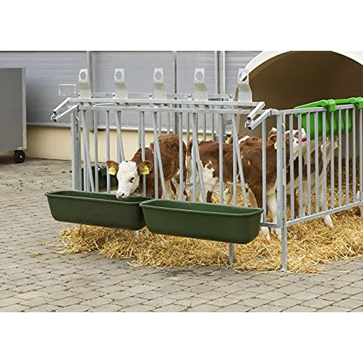 Kerbl 3268 Langfuttertrog zum Einhängen, 42 Liter, 100 cm, Futternapf - besonders stabil, glasfaserverstärkter Kunststoff, extra starke Einhängelaschen – Bild 3