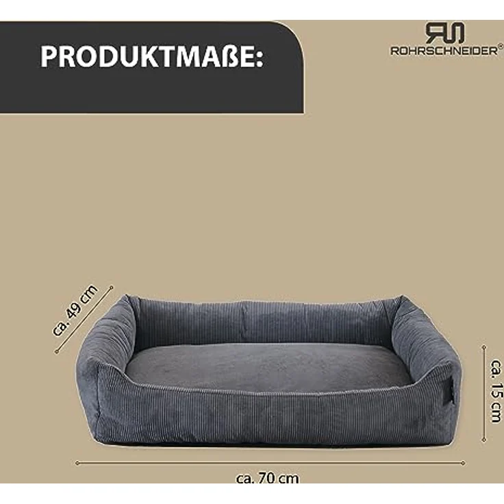 Rohrschneider Katzenbett Cordstoff mit Spielkugelset, langlebiger Cordstoff in 100% Polyester, Antirutschstoff, T49xB70xH15cm, blau – Bild 3