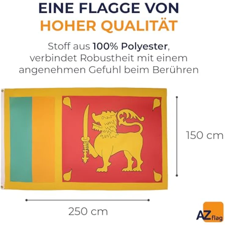 AZ FLAG Sri Lanka Flagge 250x150 cm, Polyester 100D, mit Messing-Ösen, verstärkte Ecken, 300g – Bild 2