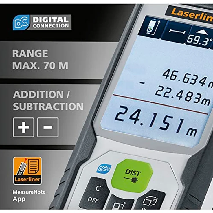 Laserliner Master Gi7, Laserentfernungsmesser 70m ± 2mm, IP40, grüne Lasertechnologie mit LC-Display – Bild 6