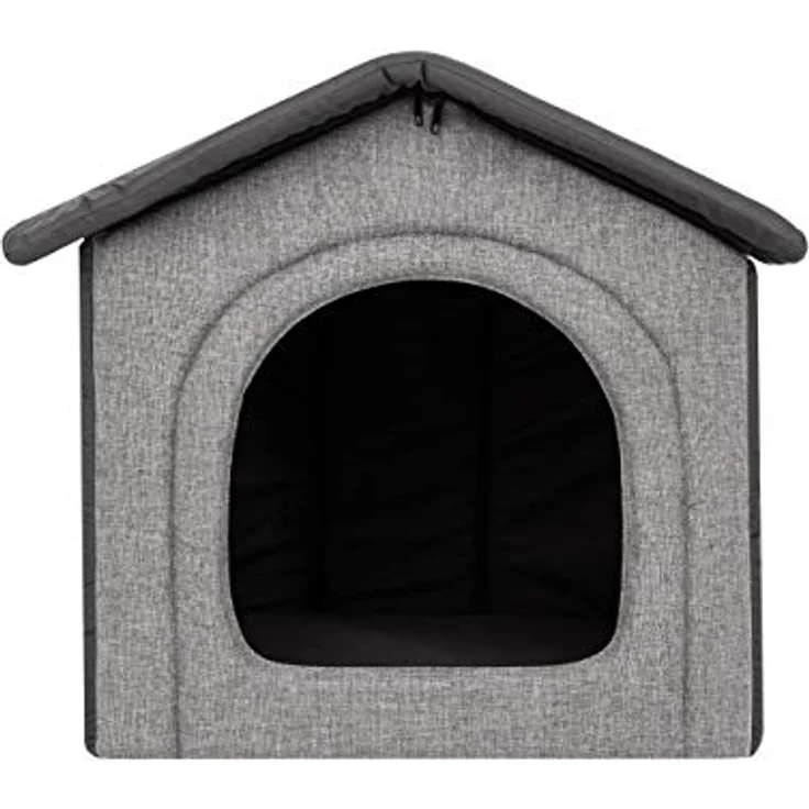 Bjird Hundehaus Hundehütte für mittelgroße Hunde - Katzenhaus, Katzenhöhle - herausnehmbares Dach - Tierhaus für Drinnen/Indoor - Hellgrau mit Graphit - 52 x 46 x 53 cm – Bild 2