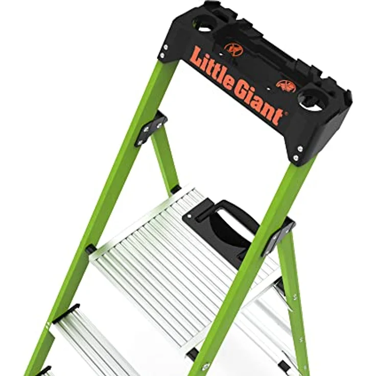 Little Giant Mightylite 5' LED Leiter, grün, leicht und nicht leitfähig mit komfortablen Sprossen – Bild 5