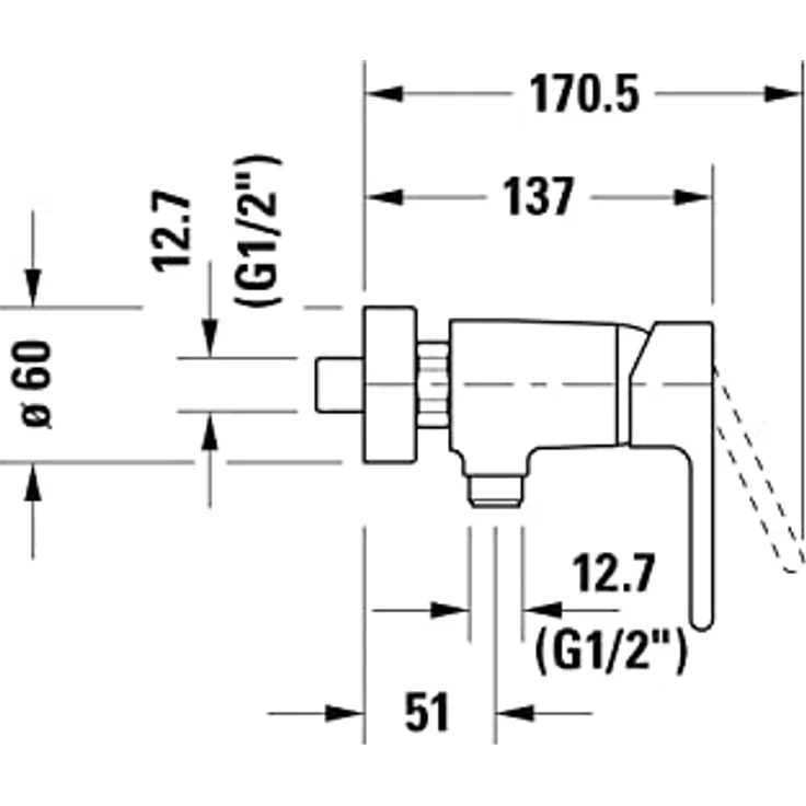 Duravit B24230 B.2 Duscharmatur Aufputz für 1 Verbraucher, Einhebel-Brausemischer mit Keramikmischsystem, Chrom – Bild 3
