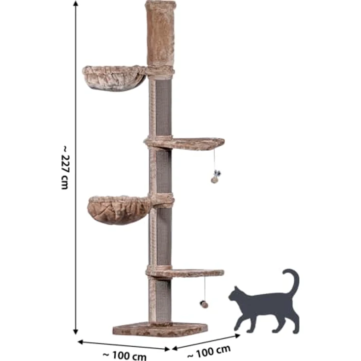 dobar® Premium Katzen-Kratzbaum Biggy aus Holz mit extra großen und stabilen Kratz-Stämmen in ausgefallenem Design - Geeignet auch für große Katzen - 35 x 60 x 100 cm – Bild 2