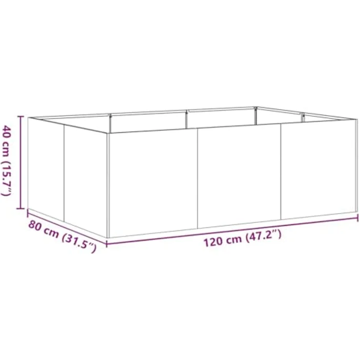 vidaXL Pflanzkübel Anthrazit 120x80x40 cm Stahl, Pflanzgefäß mit viel Platz und erhöhter Stabilität – Bild 3