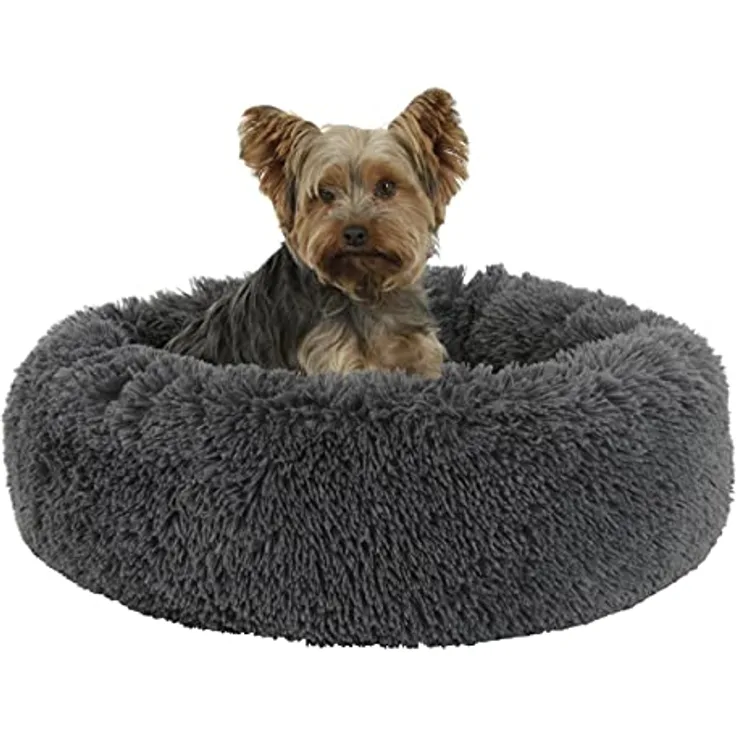 Kerbl 80410 Kuschelbett Fluffy grau, Durchmesser 76cmx19cm, 1.345 kg