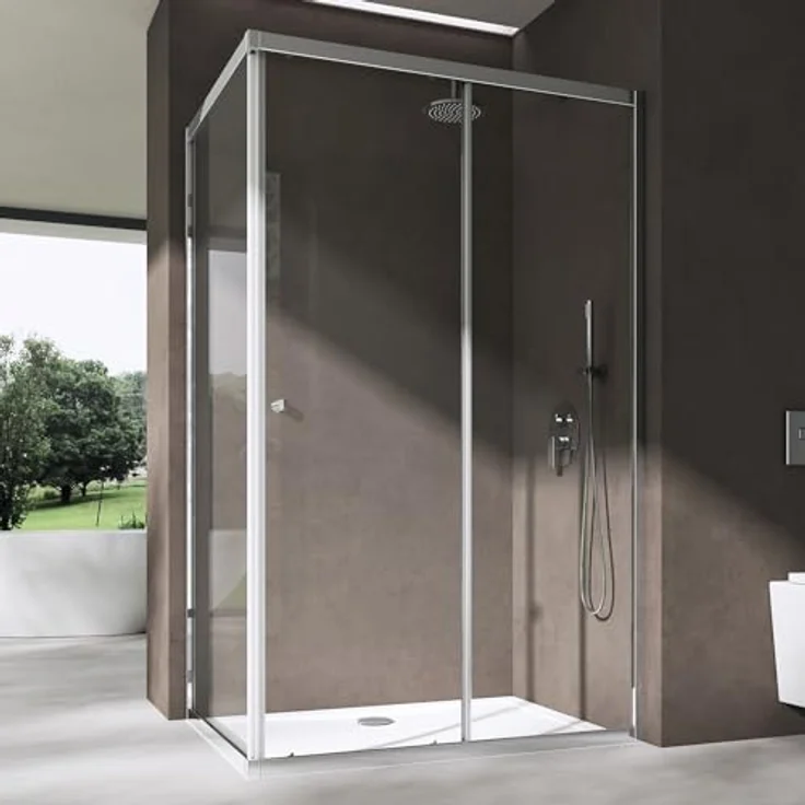 doporro Duschkabine Ravenna16L K, Schiebetür Duschabtrennung 80x120cm, Klarglas, ESG Glas, Höhe 190cm, Eloxierte Aluminiumprofile, NANO-Beschichtung – Bild 1