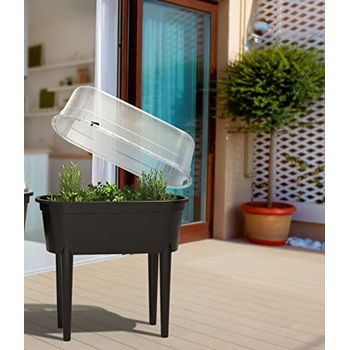 Hochbeet mit Deckel Gewächshaus oval 79x84x39cm Frühbeet Kräuterbeet