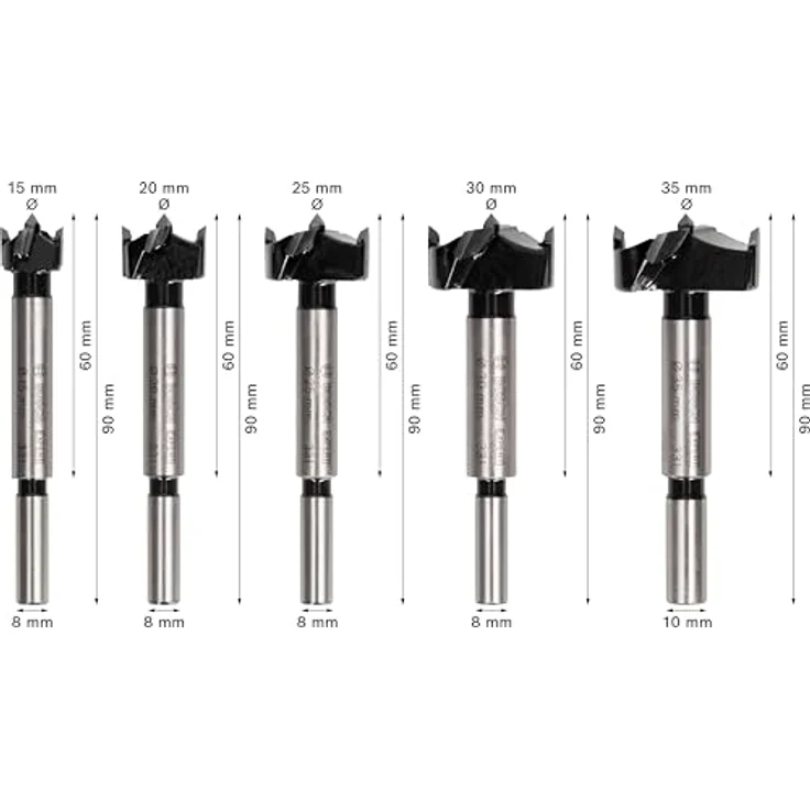Bosch EXPERT Scharnierlochbohrersatz 5-teilig, Ø 15-35 mm, für Schichtholz und Massivholz, überragende Lebensdauer mit Carbide Technology – Bild 3