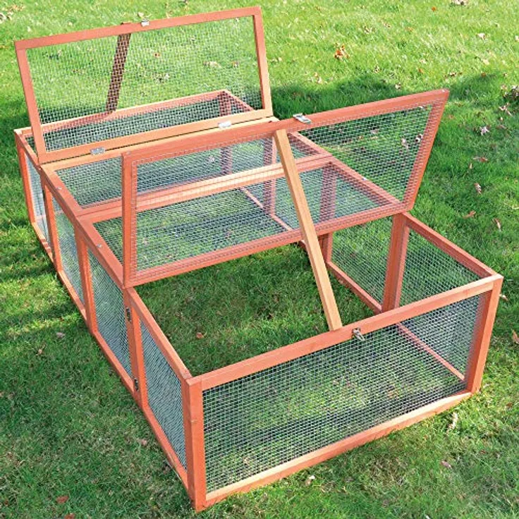 Zooprinz Freilaufgehege Rabbit Run, Stabiler Holzrahmen, Umweltfreundliche Farbe Rot-Braun