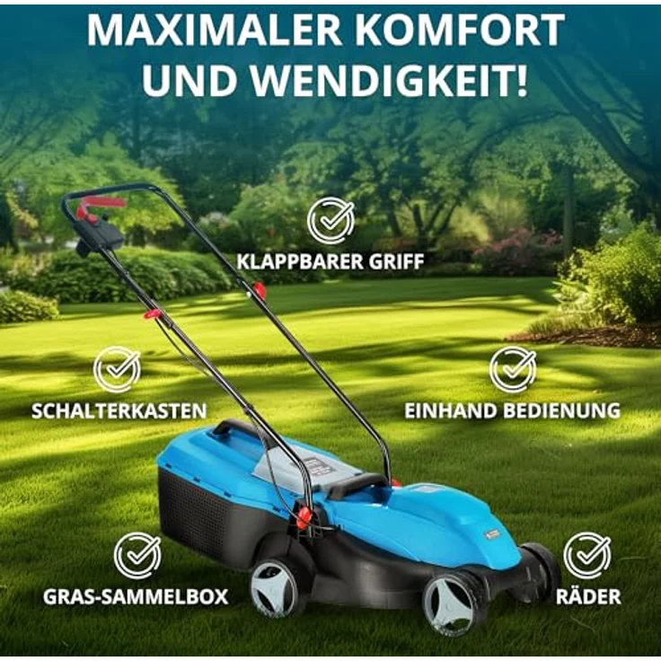Könner & Söhnen Elektromäher 32Lm, Rasenmäher mit 1000W Leistung und 32cm Schnittbreite – Bild 3