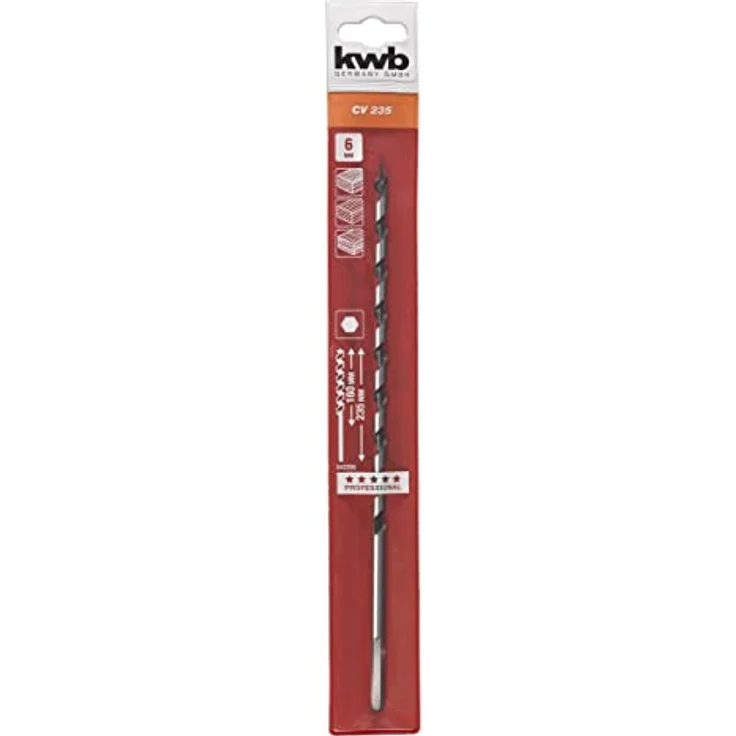 kwb Schlangenbohrer 6 mm, CV-Stahl, Gesamtlänge 235 mm, präzisionsgeschliffen, schwarz, für präzise Bohrungen in Holz – Bild 2