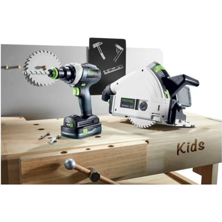 Festool Spielzeug-Akku-Tauchsäge TY-TSC, originalgetreue Nachbildung mit Sound, dunkelblau – Bild 3