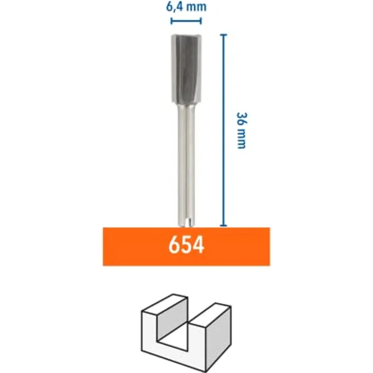 Dremel 654 HSS-Fräser (Zubehörsatz für Multifunktionswerkzeug mit 1 Fräser(HSS) 6,4 mm zum Fräsen in Holz sowie weitere weiche Materialien) – Bild 2
