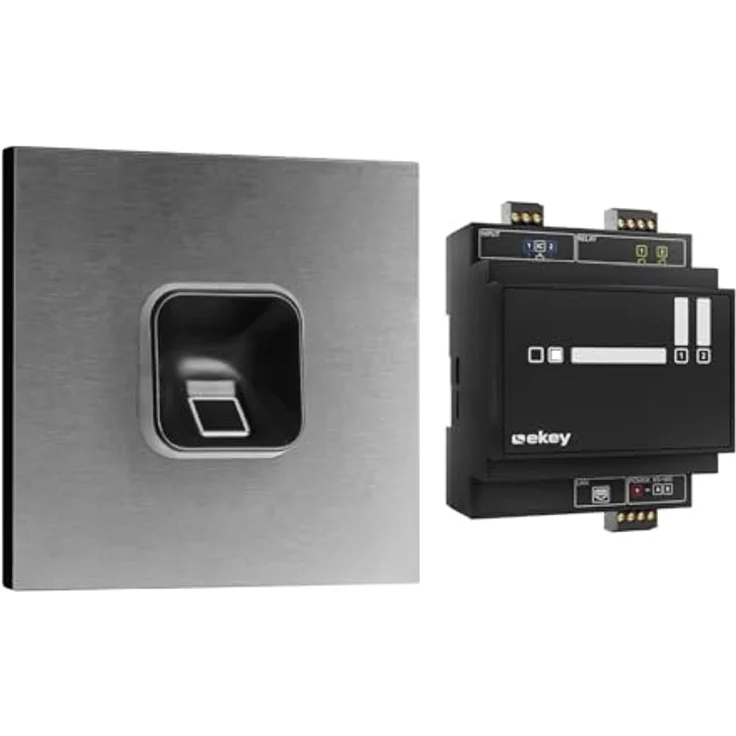EKEY 204702 sLine Fingerprintset (Fingerprint Schwarz, Gira 106 Sprechanlagenmodul Edelstahl V2A, Controller), Biometrische Zutrittslösung für Sprechanlage Gira, 0,4 W, 12-24 V, Schwarzer Fingerprint – Bild 2