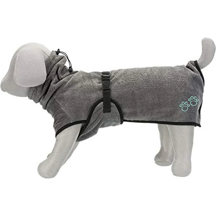 TRIXIE Hunde-Bademantel - S - 40 cm, Frottee aus Polyester/Baumwolle, mit verstellbarem Kragen - Blau – Bild 5