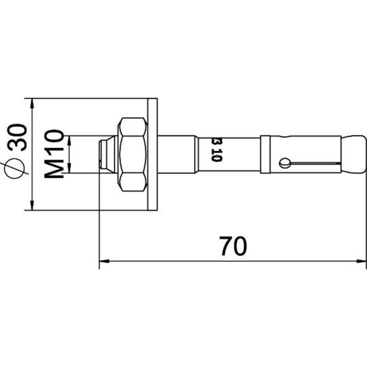 OBO Bettermann Bolzenanker BZ3, 70 mm, zur Verankerung mittelweiser bis schwerer Lasten in Beton, seismisch geeignet