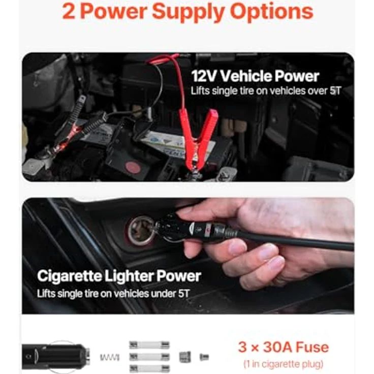 VEVOR Elektrischer Scherenwagenheber 5T mit integrierter Pumpe, 12-V-Reifenmontiermaschine, Elektro-Schlagschrauber und LED-Licht-Wagenheber-Kit – Bild 6