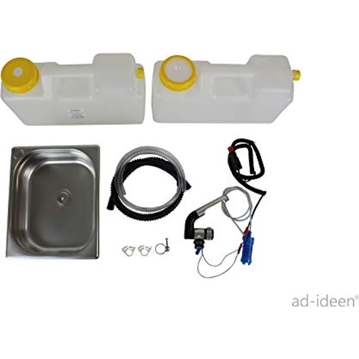 ad-ideen Waschbecken 12V Camping Spüle Technikset Bausatz, Edelstahl, 325x265x100mm für Wohnmobil und Marktstand – Bild 7