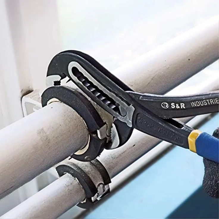 S&R Wasserpumpenzange CR-V Stahl gehärtet, phosphatiert, doppelt ummantelte Griffe, 250 x 36 mm, Öffnungsweite 55 mm, Rohrzange, Zange für Wartung Montage Klempner Industrie - Preisvergleich – Bild 5