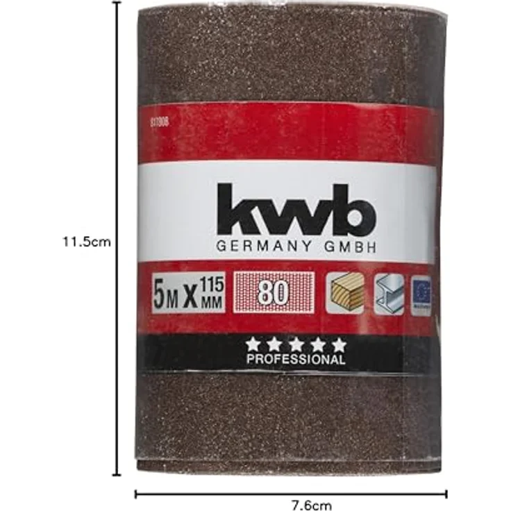 kwb Schleifpapier auf Rolle - Schleifpapier-Rolle 5 m für Metall, Holz, Lack 115 mm, Korn K-80 - Preisvergleich – Bild 5