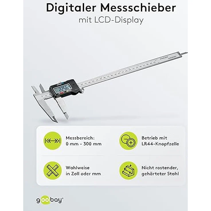 Fixpoint digitale Schieblehre - Messschieber mit LCD-Display extra lang bis 300mm – Bild 3