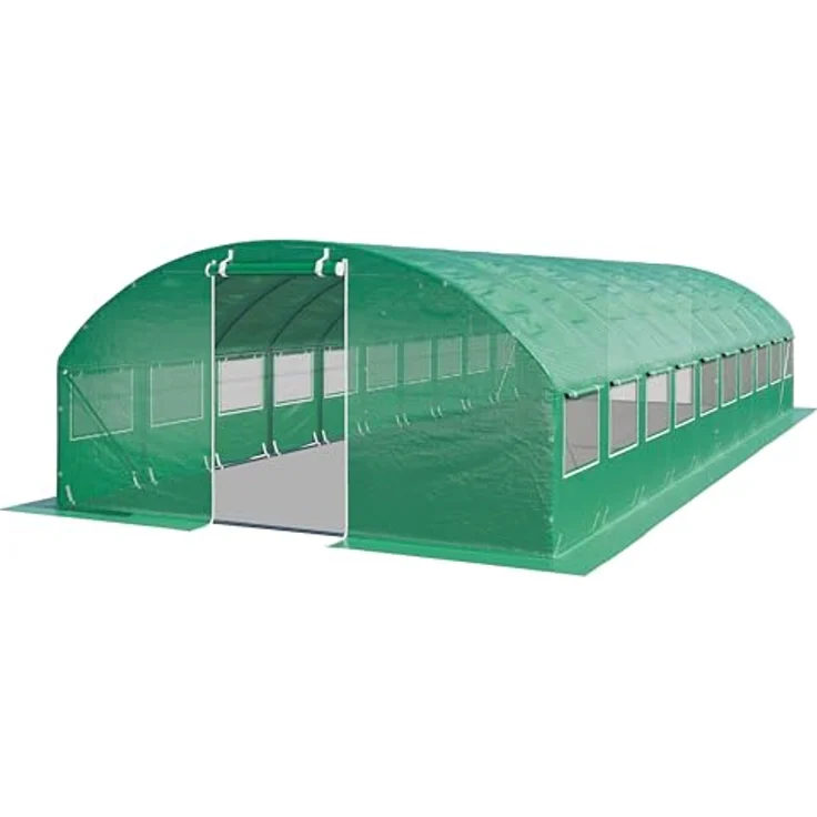 TOOLPORT Foliengewächshaus 4x10m stabil & langlebig mit Fenster - reißfeste PE Plane 180g/m² grün transparent – Bild 1