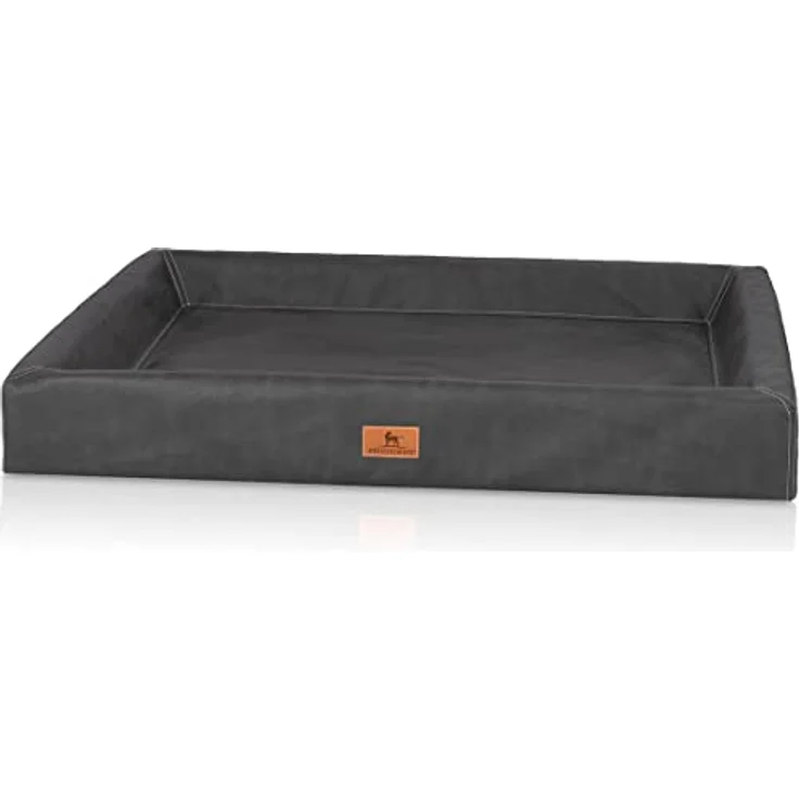 Knuffelwuff orthopädisches Hundebett Austin aus Kunstleder M-L 85 x 65cm Schwarz – Bild 1